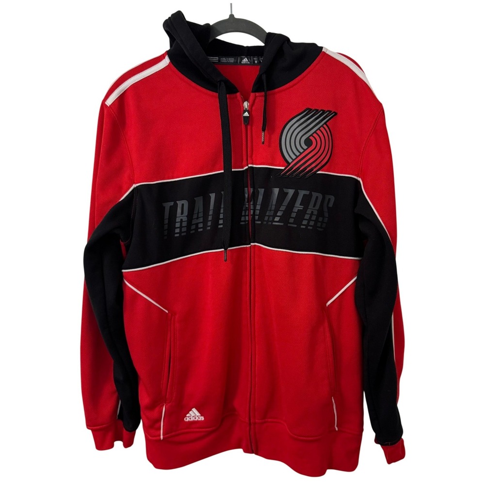 Adidas Portland Trail Blazers NBA Full Zip Hoodie Mens Medium Red Black